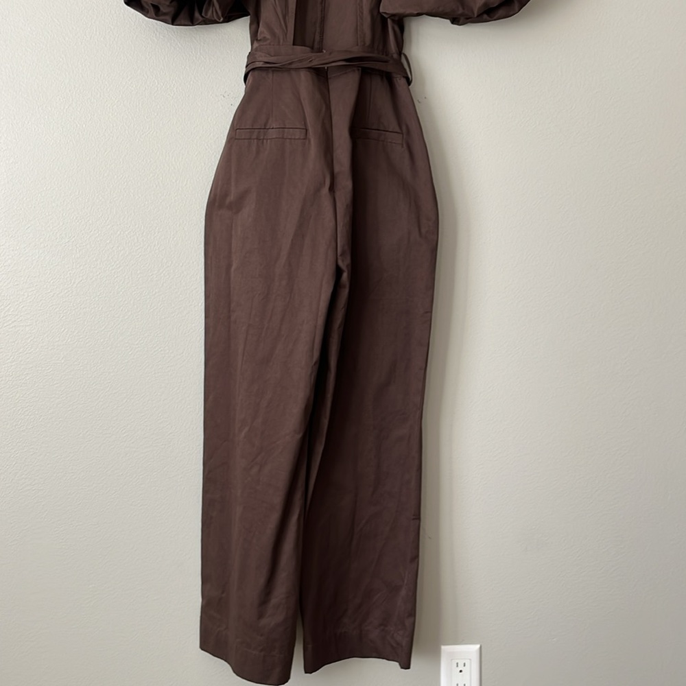 En Saison Puff Sleeve Open Back Jumpsuit / Brown /‎ SZ XS - Picture 9 of 12